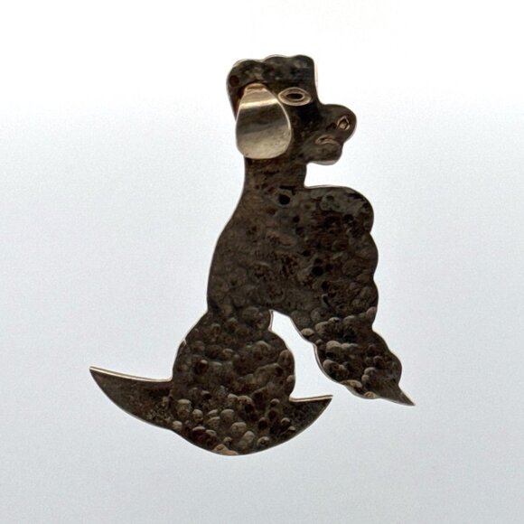 Estate Sterling Silver 925 Mexico Poodle Dog Brooch Pin Hammered Vintage 14.2g - Picture 1 of 8